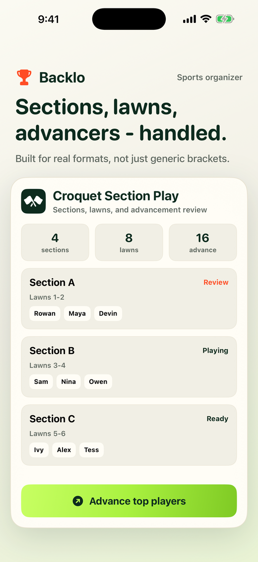 Croquet sections and advancers